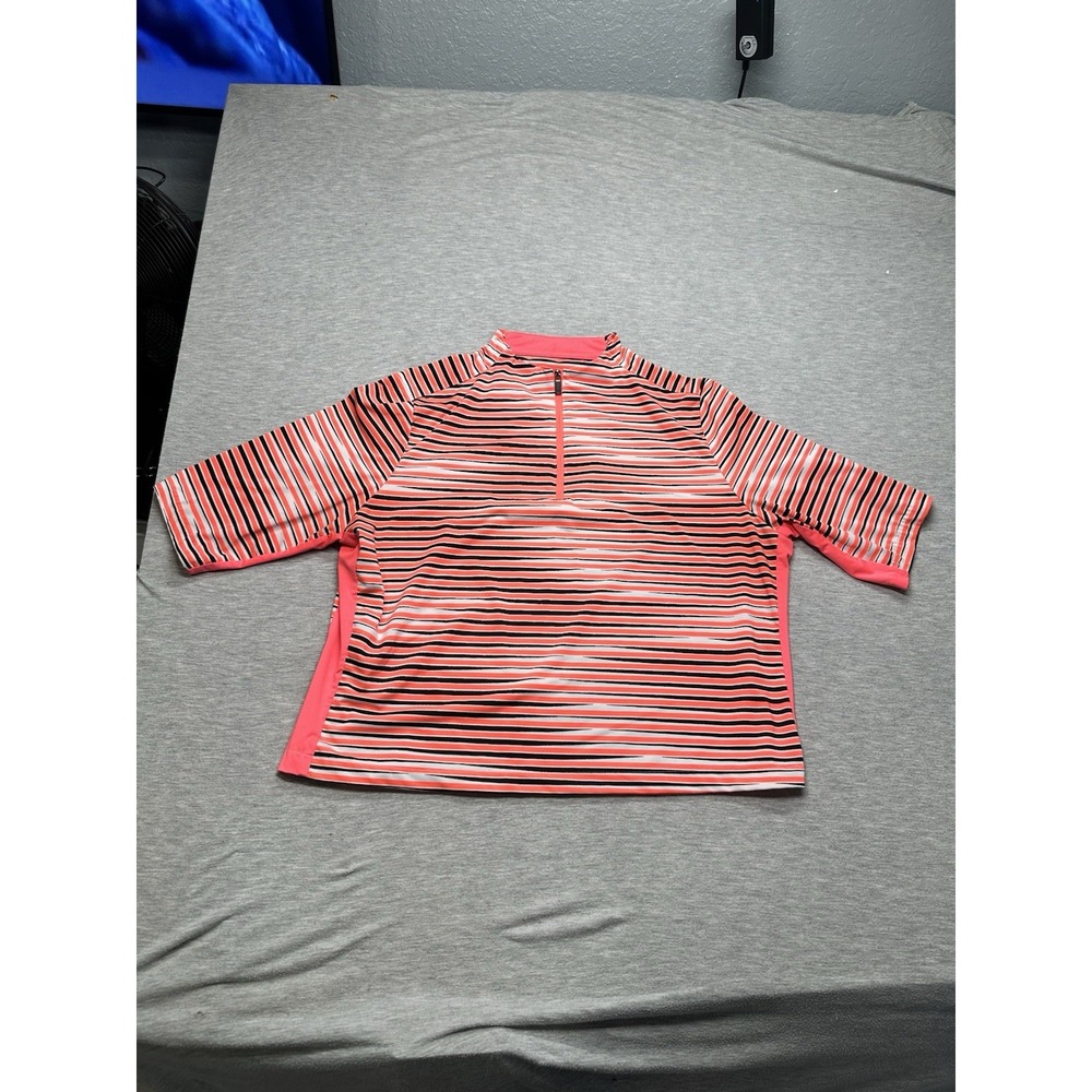 Tail Women's Athletic Pink/Black Striped‎ Quarter Zip Shirt XL
